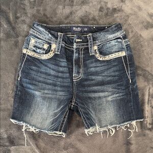 Miss Me Indigo Distressed Denim Cutoff Shorts